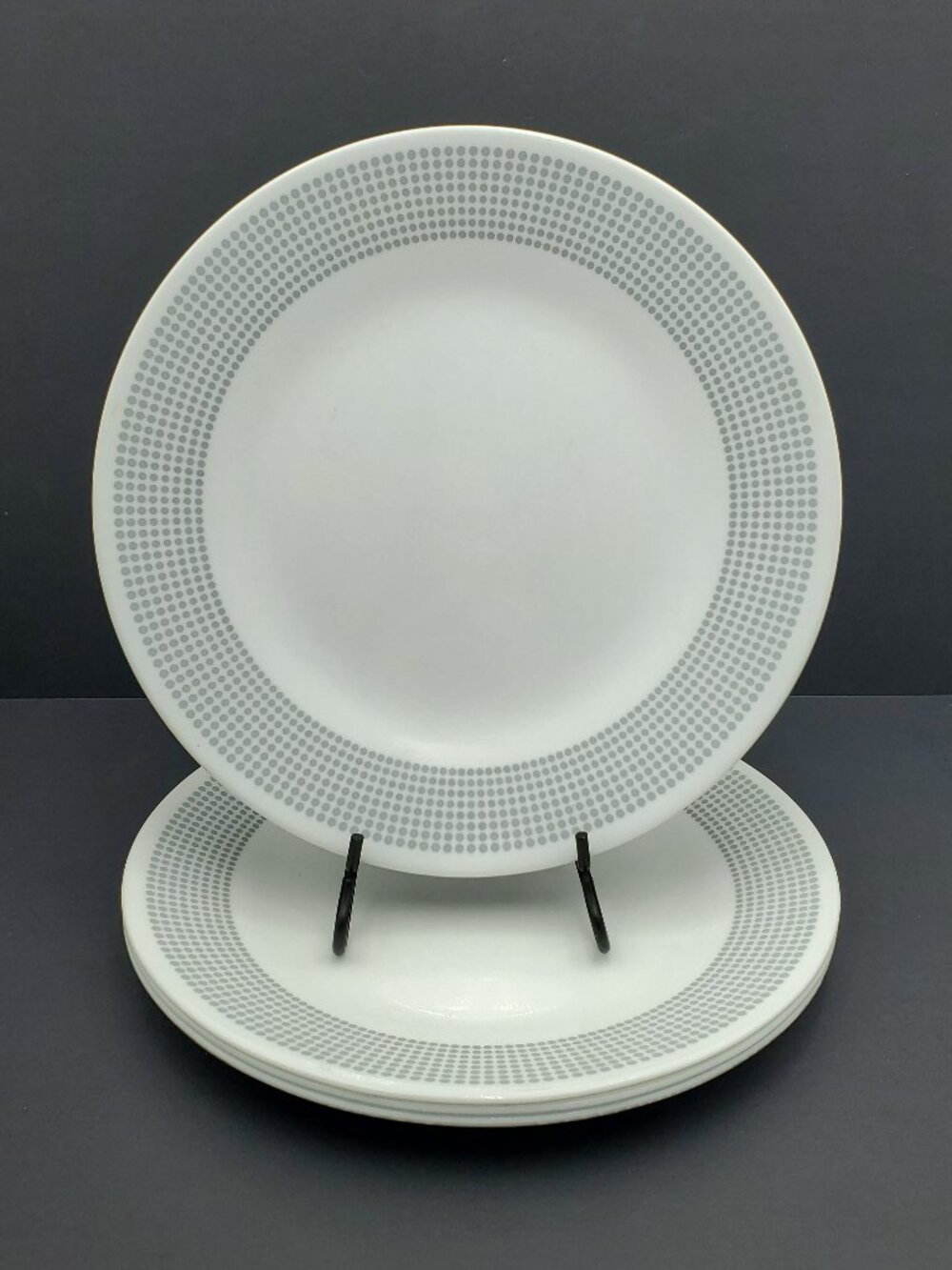 Corelle Bayside Dots Gray Dinner Plates Gray Polka Dot Band Dinner Plates